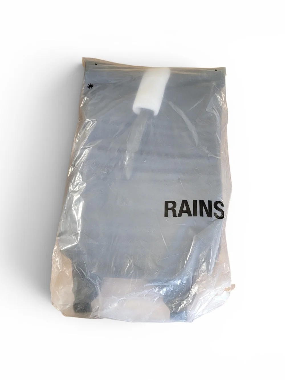 Rains Black Roll-Top Backpack with Front Zip